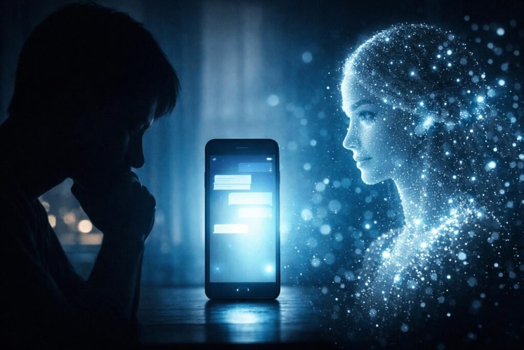 Foto che mostra la tecnologia come amico virtuale