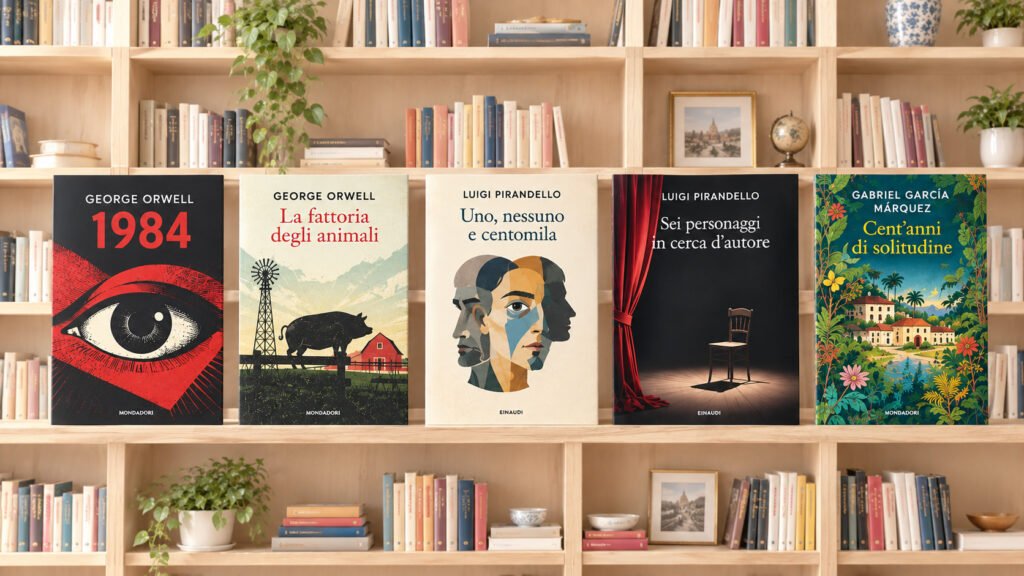Foto di cinque classici in libreria