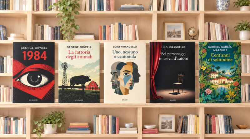 Foto di cinque classici in libreria